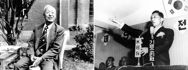 이승만·박정희 시대에 대한 평가가 담긴 프로그램 ‘훈장 2부작’이 석연치 않은 이유로 방송일이 확정되지 않고, 제작에 참여한 팀장과 기자들마저 타 부서로 전출되면서 논란이 됐다. 사진은 이승만(왼쪽)과 박정희 전 대통령.(연합뉴스)