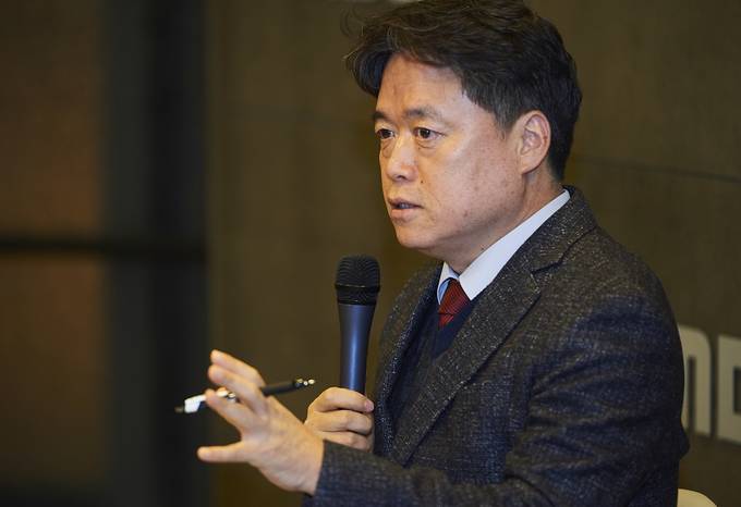 최승호 MBC 사장이 지난 17일 신년 기자간담회에 참석해 발언하고 있다. 