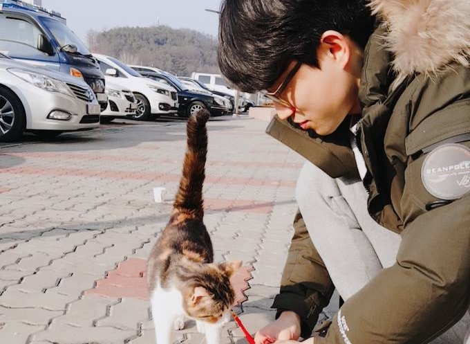 김성준 대전일보 기자는 길고양이 세 마리를 키운다. 사진은 충남 금산에서 다시 찾은 ‘크리’의 모습. 