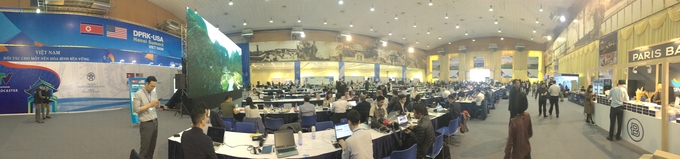 베트남-소련 우호궁전에 마련된 국제미디어센터 내부를 파노라마로 촬영한 모습 (하노이=김고은 기자) 