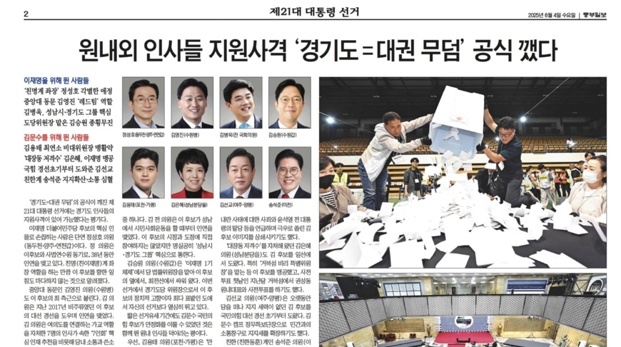 첫 '경기지사, 인천 지역구' 출신 대통령에 지역신문 기대감